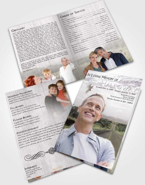 Bifold Order Of Service Obituary Template Brochure Evening Highway Cruise
