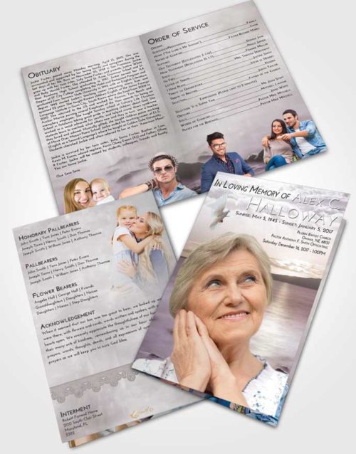 Bifold Order Of Service Obituary Template Brochure Evening Lake Front