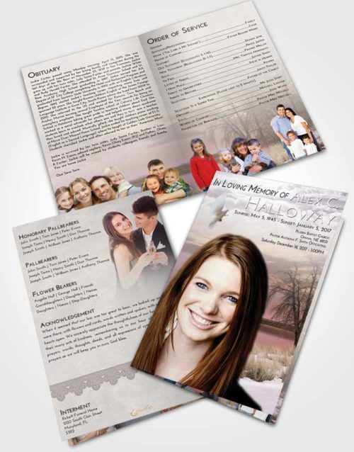 Bifold Order Of Service Obituary Template Brochure Evening Lovely Lake