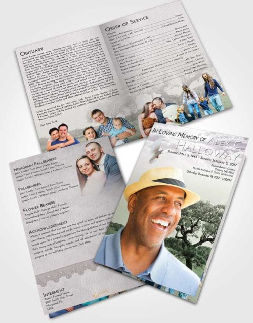 Bifold Order Of Service Obituary Template Brochure Evening Loving Leaves