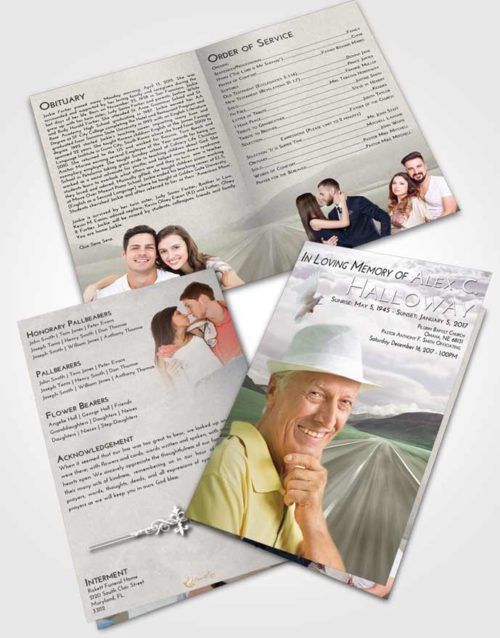 Bifold Order Of Service Obituary Template Brochure Evening Morning Highway