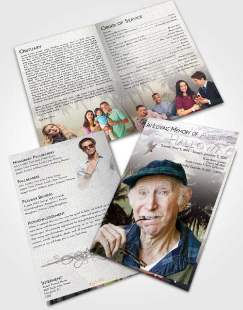 Bifold Order Of Service Obituary Template Brochure Evening Palm Paradise