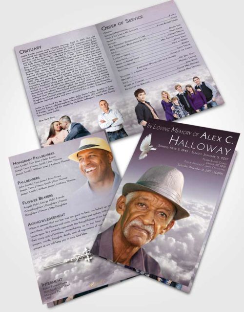 Bifold Order Of Service Obituary Template Brochure Evening Return to the Clouds