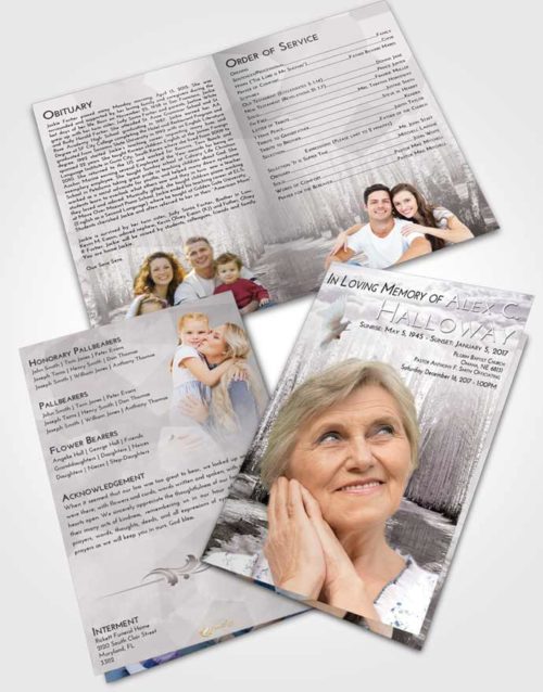 Bifold Order Of Service Obituary Template Brochure Evening Snowy Stream