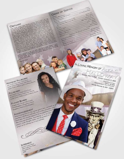 Bifold Order Of Service Obituary Template Brochure Evening Uncle Sam