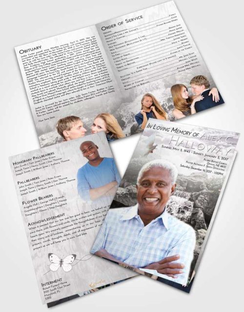 Bifold Order Of Service Obituary Template Brochure Evening Waterfall Masterpiece