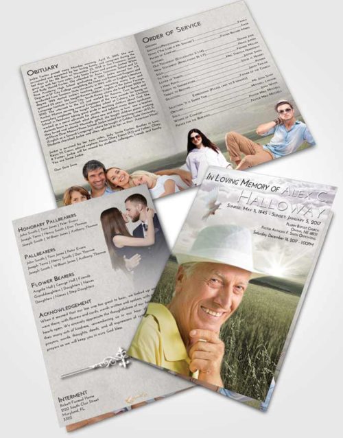 Bifold Order Of Service Obituary Template Brochure Evening Wheat Fields