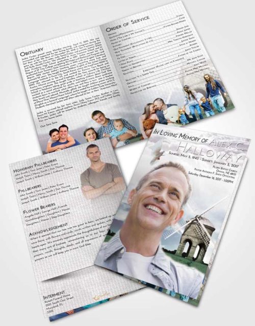 Bifold Order Of Service Obituary Template Brochure Evening Windmill of Honor