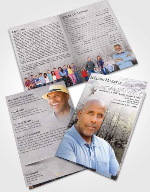 Bifold Order Of Service Obituary Template Brochure Evening Winter Pond