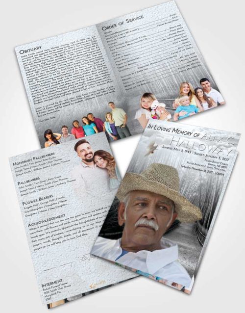 Bifold Order Of Service Obituary Template Brochure Freedom Bamboo Forest