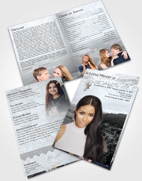 Bifold Order Of Service Obituary Template Brochure Freedom Beach Life