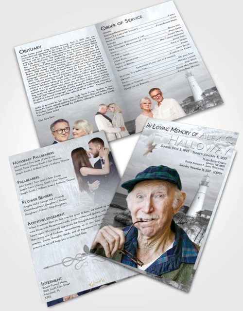 Bifold Order Of Service Obituary Template Brochure Freedom Lighthouse Journey