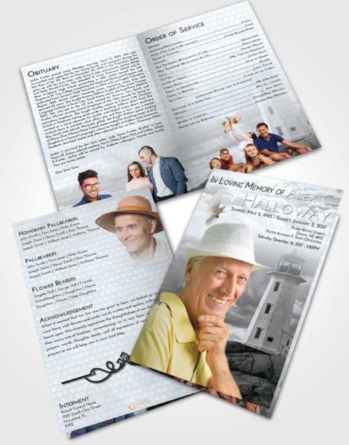 Bifold Order Of Service Obituary Template Brochure Freedom Lighthouse Safety