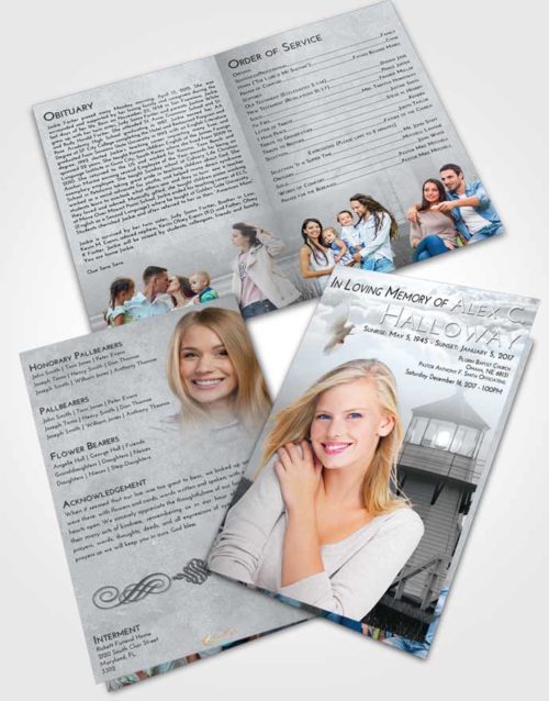 Bifold Order Of Service Obituary Template Brochure Freedom Lighthouse Surprise
