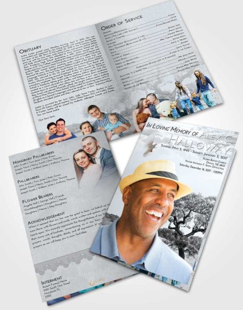 Bifold Order Of Service Obituary Template Brochure Freedom Loving Leaves