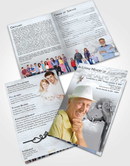 Bifold Order Of Service Obituary Template Brochure Freedom Magical Parrot