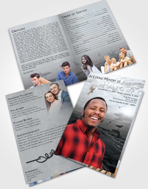 Bifold Order Of Service Obituary Template Brochure Freedom Natural Beach