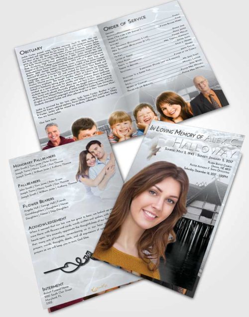Bifold Order Of Service Obituary Template Brochure Freedom Ocean Living