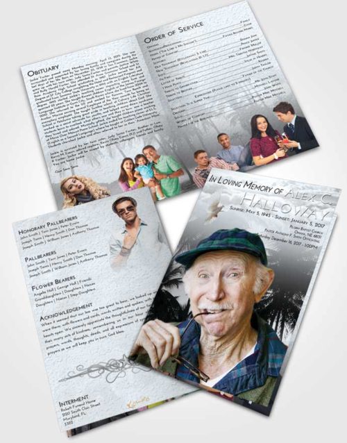 Bifold Order Of Service Obituary Template Brochure Freedom Palm Paradise