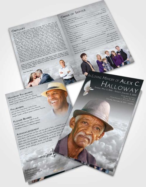 Bifold Order Of Service Obituary Template Brochure Freedom Return to the Clouds
