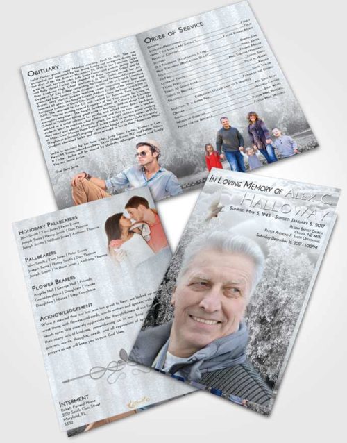 Bifold Order Of Service Obituary Template Brochure Freedom Snowy Love