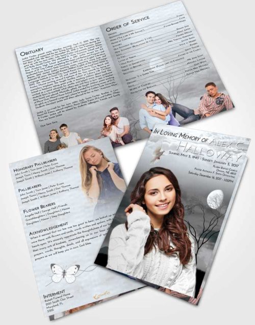 Bifold Order Of Service Obituary Template Brochure Freedom Soft Moonlight
