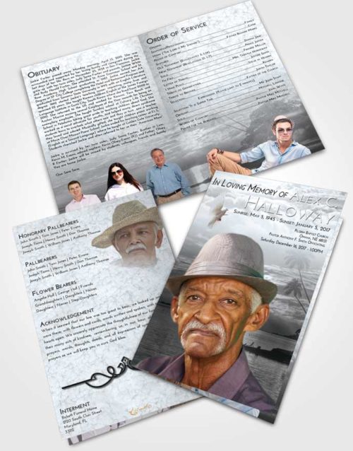 Bifold Order Of Service Obituary Template Brochure Freedom Tropical Beach