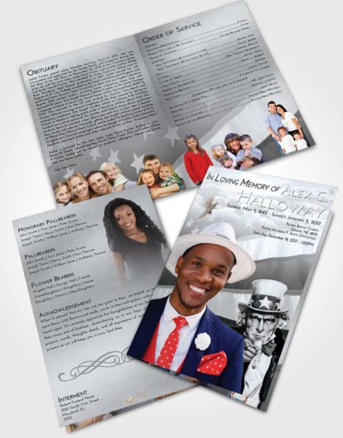 Bifold Order Of Service Obituary Template Brochure Freedom Uncle Sam