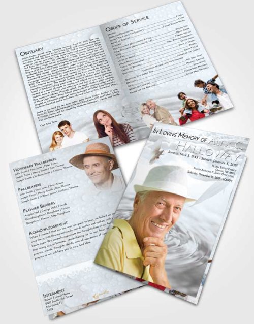 Bifold Order Of Service Obituary Template Brochure Freedom Water Droplet