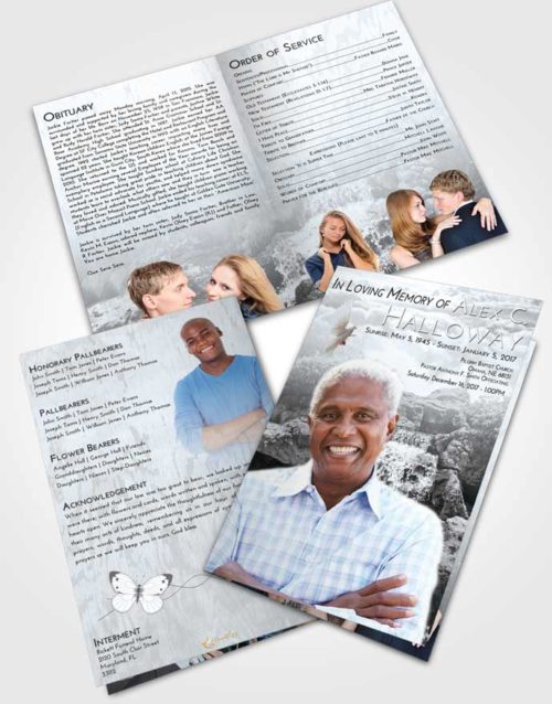 Bifold Order Of Service Obituary Template Brochure Freedom Waterfall Masterpiece