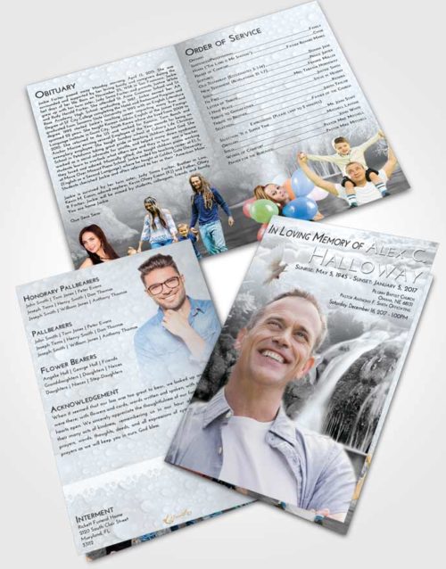 Bifold Order Of Service Obituary Template Brochure Freedom Waterfall Paradise
