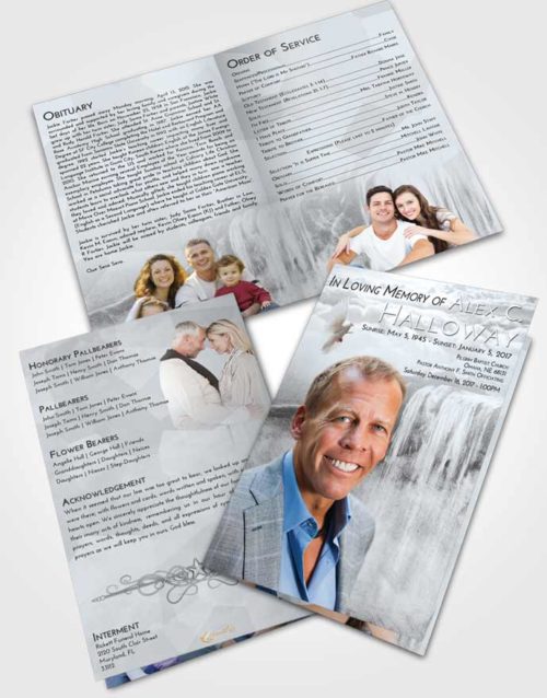 Bifold Order Of Service Obituary Template Brochure Freedom Waterfall Tranquility