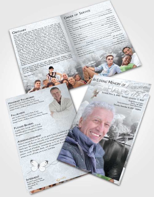 Bifold Order Of Service Obituary Template Brochure Freedom White Winter Park