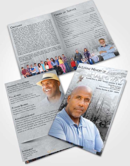 Bifold Order Of Service Obituary Template Brochure Freedom Winter Pond