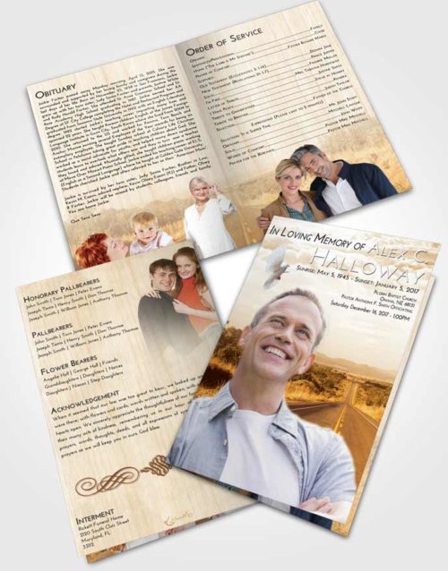 Bifold Order Of Service Obituary Template Brochure Golden Highway Cruise