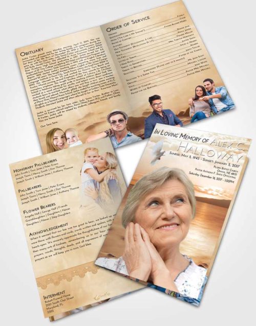 Bifold Order Of Service Obituary Template Brochure Golden Lake Front
