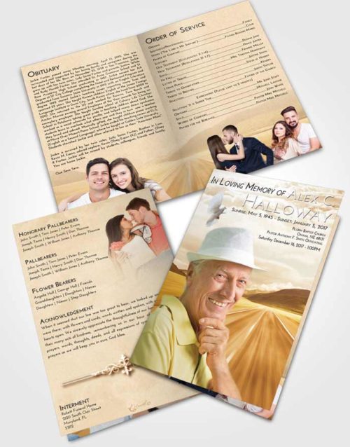 Bifold Order Of Service Obituary Template Brochure Golden Morning Highway