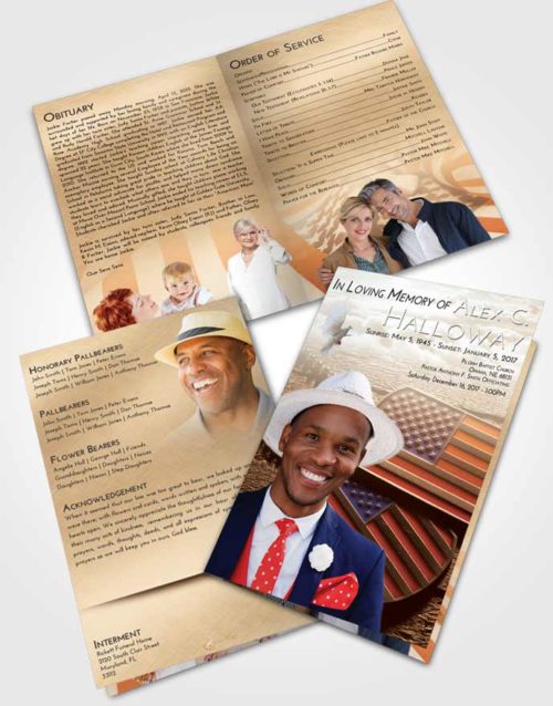 Bifold Order Of Service Obituary Template Brochure Golden Peach American Memory