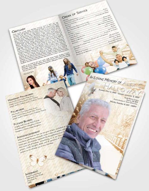 Bifold Order Of Service Obituary Template Brochure Golden Snow Walk