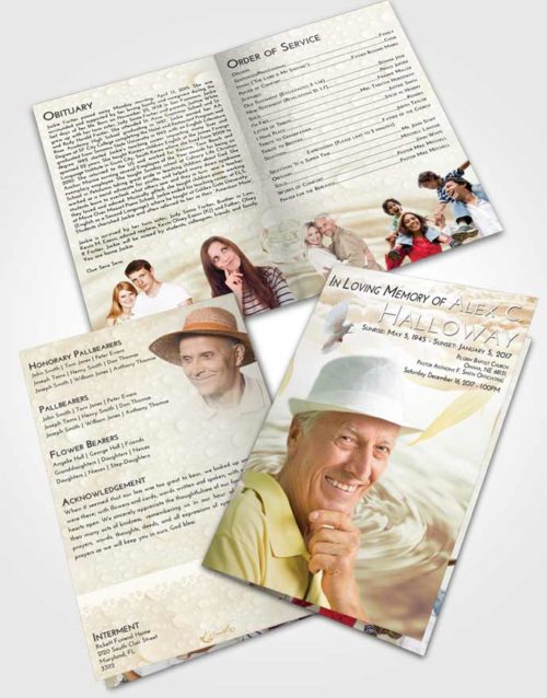 Bifold Order Of Service Obituary Template Brochure Golden Water Droplet