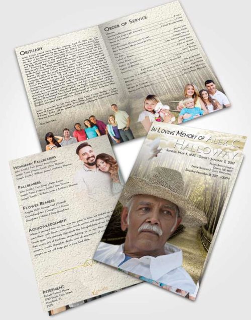Bifold Order Of Service Obituary Template Brochure Harmony Bamboo Forest