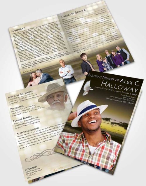 Bifold Order Of Service Obituary Template Brochure Harmony Beautiful Sunset
