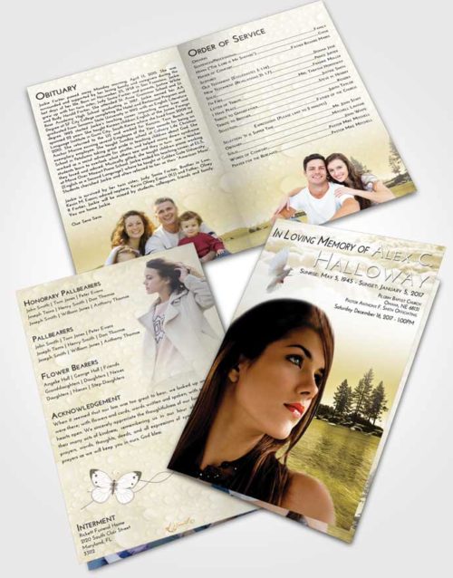 Bifold Order Of Service Obituary Template Brochure Harmony Coral Waters