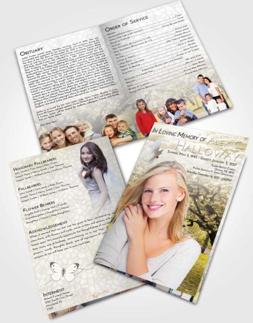Bifold Order Of Service Obituary Template Brochure Harmony Flowering Path