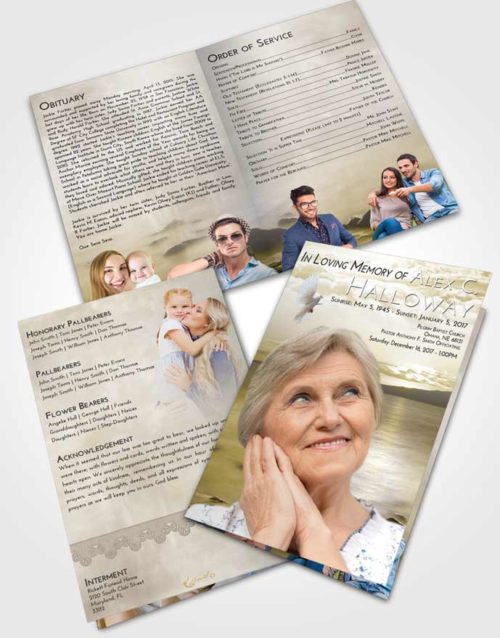 Bifold Order Of Service Obituary Template Brochure Harmony Lake Front
