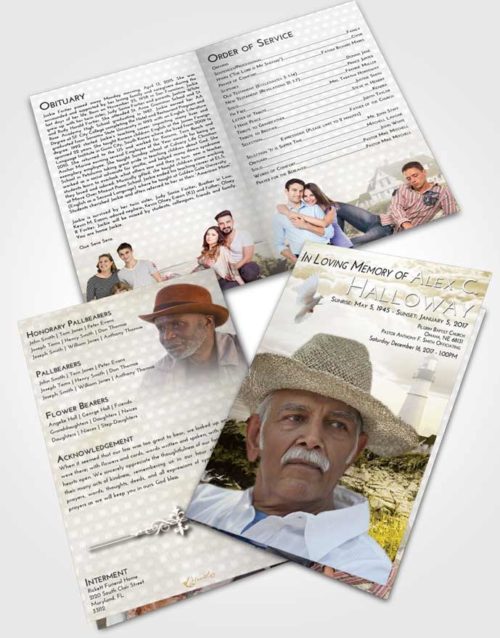 Bifold Order Of Service Obituary Template Brochure Harmony Lighthouse Secret