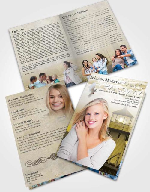 Bifold Order Of Service Obituary Template Brochure Harmony Lighthouse Surprise