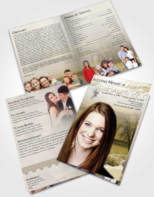 Bifold Order Of Service Obituary Template Brochure Harmony Lovely Lake