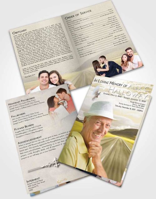 Bifold Order Of Service Obituary Template Brochure Harmony Morning Highway