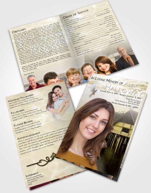 Bifold Order Of Service Obituary Template Brochure Harmony Ocean Living